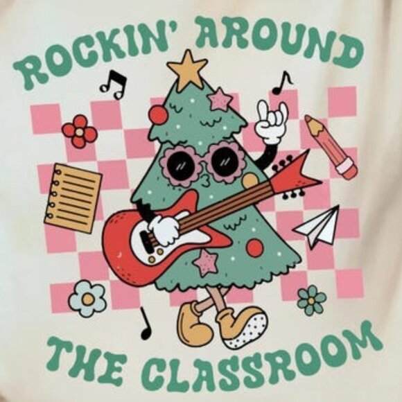 Rockin' Around The Classroom T-Shirt, Christmas Teacher T-Shirt - Picture 2 of 5